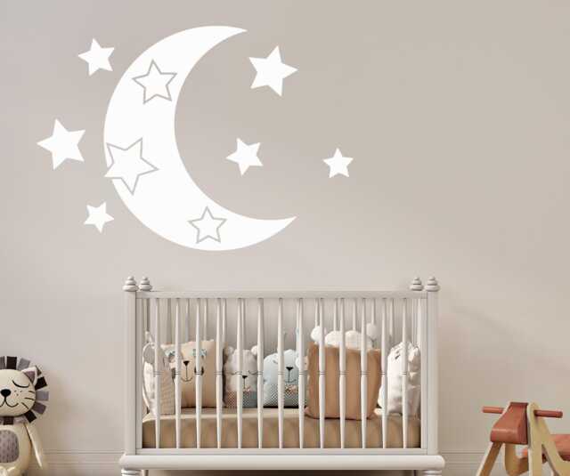 Moon & Stars Nursery Wall Decal Removable Sky Decor 4366 - image 1