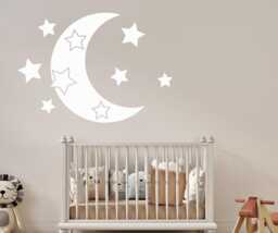 Moon & Stars Nursery Wall Decal Removable Sky Decor 4366 - thumbnail 1