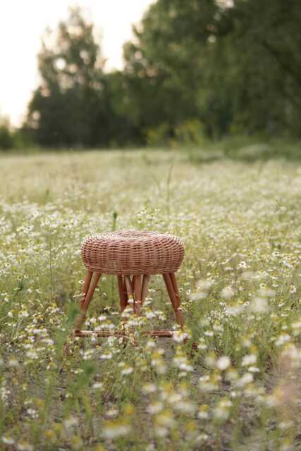 Wicker Stool For Kids Eco-Friendly Boho Decor By Munia - image 1