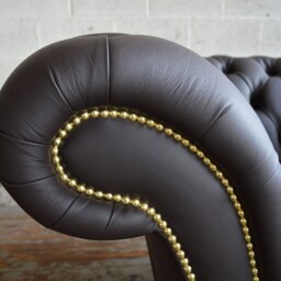 Handmade Distressed Mocca Leather Chesterfield Single Armchair - thumbnail 3
