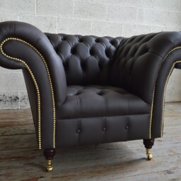 Handmade Distressed Mocca Leather Chesterfield Single Armchair - thumbnail 2