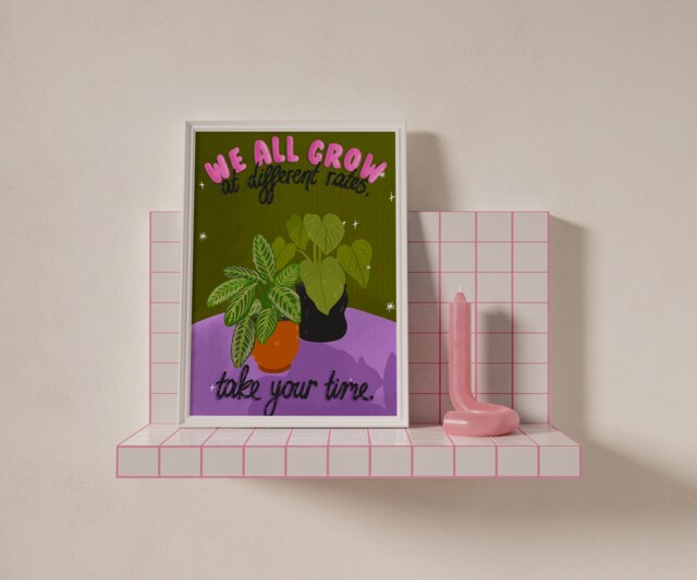 We All Grow Differently Wall Art Print, Positive Quote Affirmations Office Art, Plant Dining Room - image 1