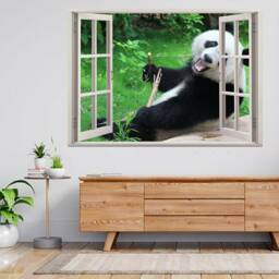 A Playful Happy Panda in China 3D Window View Wall Sticker Poster Decal A899