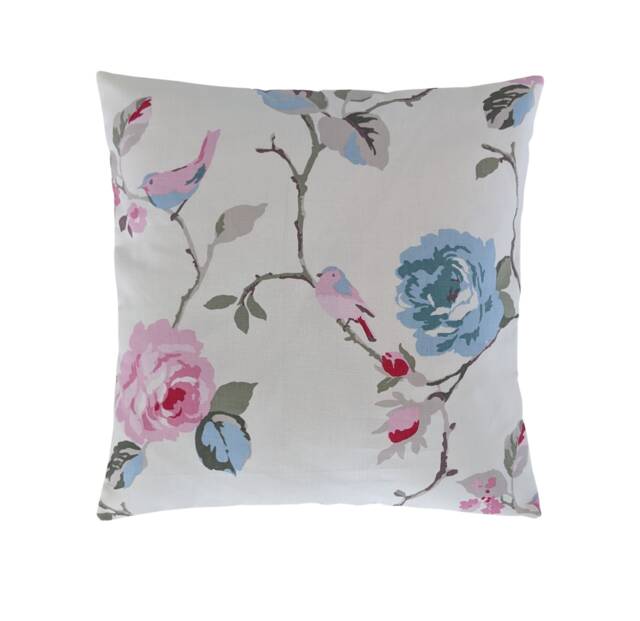 Cushion Cover in Clarke & Agatha Pink Blue Birds Roses 16 - image 1