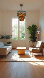 3-Tier Banana Fibre Lampshade - Handmade Sustainable Chandelier Eco Pendant Light Boho Home Decor - thumbnail 1