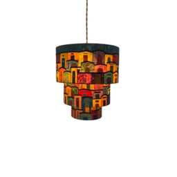 3-Tier Banana Fibre Lampshade - Handmade Sustainable Chandelier Eco Pendant Light Boho Home Decor - thumbnail 2