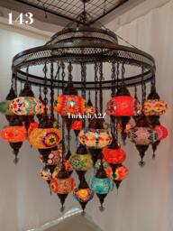 Turkish Mosaic Chandelier With 21 Medium Globes - With Remote , ID 142 - thumbnail 1