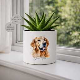 Personalised Golden Retriever Plant Pot - Planter Dog Lover Gift Memorial Ceramic Flower - thumbnail 3