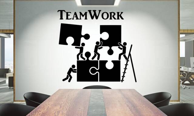 Teamwork Puzzle Vinyl Wall Decal Office Decor, 903Re - image 1