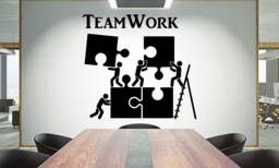 Teamwork Puzzle Vinyl Wall Decal Office Decor, 903Re - thumbnail 1