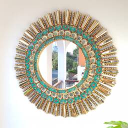 "Peruvian Mirrors ""Lima Fino 78 cm Turquoise"