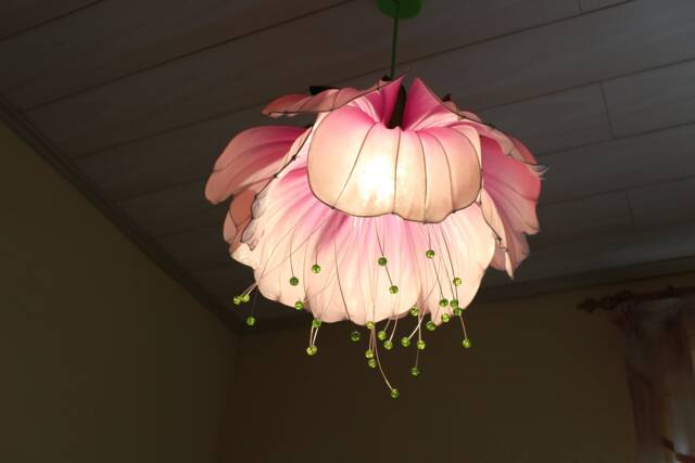 Chandelier Sakura Flower, Fairy Pendant Lampshade , Pink Purple Ceiling Lamp - image 1