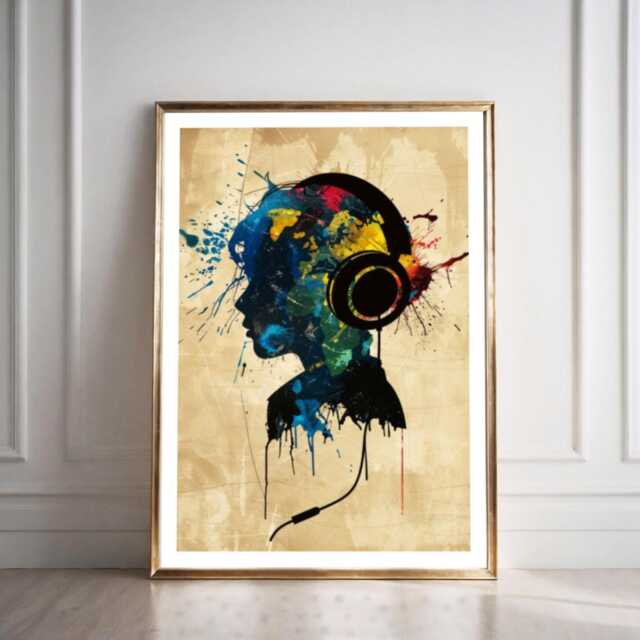 Abstract Gamer Poster, Y2K Music Wall Art Print, Teenager Bedroom Decor - image 1