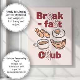 Retro Breakfast Club Coffee Bread Typography Poster Canvas Wall Art Print Decor Picture Ready To Hang - thumbnail 3