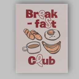 Retro Breakfast Club Coffee Bread Typography Poster Canvas Wall Art Print Decor Picture Ready To Hang - thumbnail 1