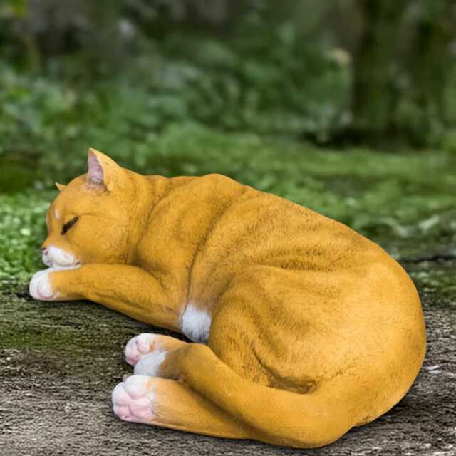 Concrete Kitty Sculpture Kitten Figurine Cement Sleeping Cat Decoration Memorial Ornament Cat Lover Gift Decor - image 1