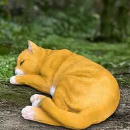 Concrete Kitty Sculpture Kitten Figurine Cement Sleeping Cat Decoration Memorial Ornament Cat Lover Gift Decor - thumbnail 2