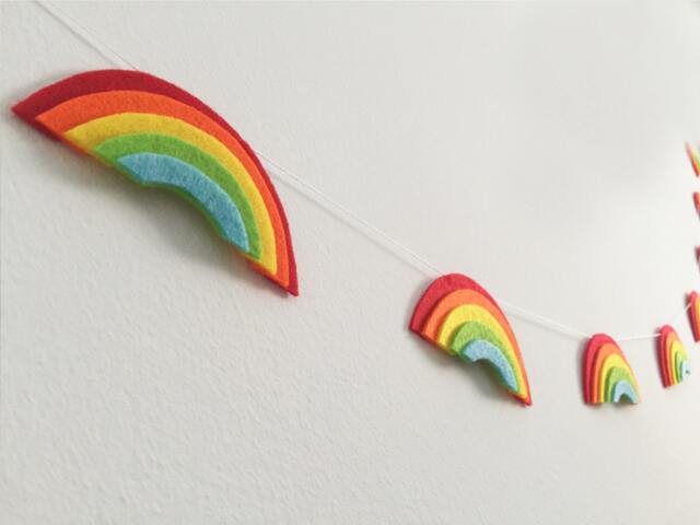 Rainbow Felt Garland Colorful Banner Nursery Decor Birthday Party Theme Baby Shower Bunting New Born Gift After The Rain = Sun - image 1