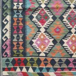 Kilim Rug Multicolour, Handmade Artisan Afghan Turkish Persian Rug, Navajo Moroccan Bohemian Flatweave, Natural Wool Dhurrie 132x108 cm - thumbnail 2