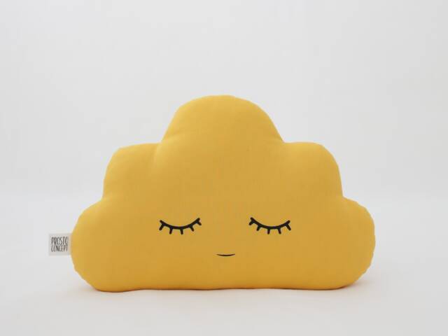 Mustard Yellow Cloud Pillow For Nursery Decor, Baby Cushion Shower Gift Boy Girl Gender Neutral Throw Kids Room Children Bed Teepee Sky - image 1