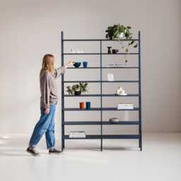 Mid Century Modern Bookshelf Handmade Wooden Shelving Unit, Furniture - thumbnail 1