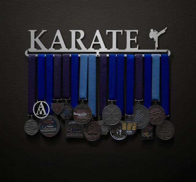 Karate - Male Or Female Figure Options Allied Medal Hanger Holder Display Rack - image 1