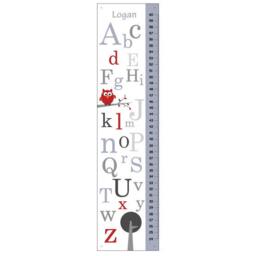 Personalized Alphabet Animals Growth Chart Red & Grey Nursery Wall Hanging - thumbnail 2