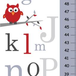Personalized Alphabet Animals Growth Chart Red & Grey Nursery Wall Hanging - thumbnail 1