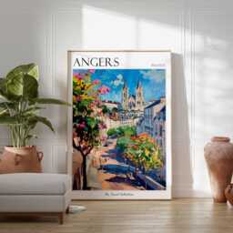 Angers France Travel Poster Vintage City Wall Art - thumbnail 2