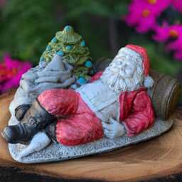 Relaxing Santa Claus Statue Concrete Sculpture Cement Winter Ornament Outdoor Christmas Decoration Winter Figurine Lover Gift - thumbnail 3