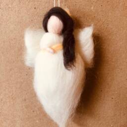 Christmas Three Needle Felted Guardian Angel-Fairy - White & Gold Ornaments, Comfort, Protection, Grieving, Waldorf Inspired - thumbnail 4