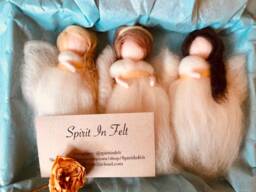 Christmas Three Needle Felted Guardian Angel-Fairy - White & Gold Ornaments, Comfort, Protection, Grieving, Waldorf Inspired - thumbnail 1