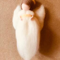 Christmas Three Needle Felted Guardian Angel-Fairy - White & Gold Ornaments, Comfort, Protection, Grieving, Waldorf Inspired - thumbnail 2