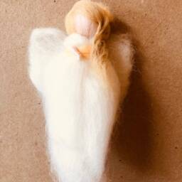 Christmas Three Needle Felted Guardian Angel-Fairy - White & Gold Ornaments, Comfort, Protection, Grieving, Waldorf Inspired - thumbnail 3