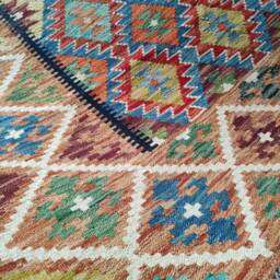 Kilim Rug Classic, Handmade Artisan Afghan Turkish Aztec Sheep Natural Wool 202x154 cm - thumbnail 4