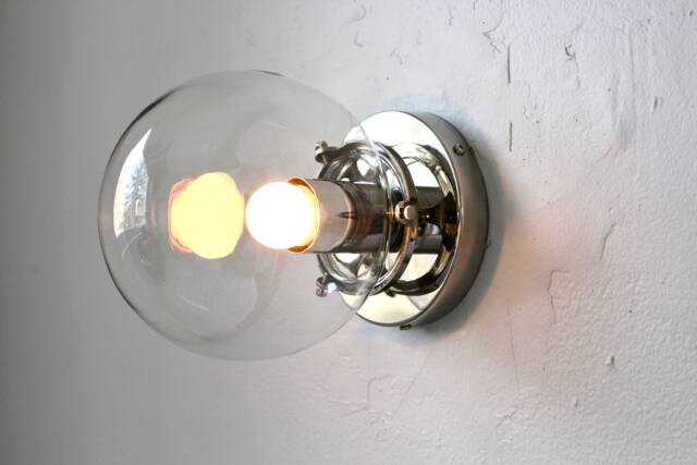 Wall Sconce Lamp, Polished Nickel Flush Mount Lighting Fixture, Clear 6 - image 1