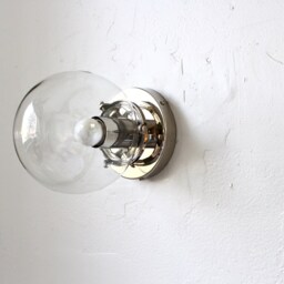 Wall Sconce Lamp, Polished Nickel Flush Mount Lighting Fixture, Clear 6 - thumbnail 4