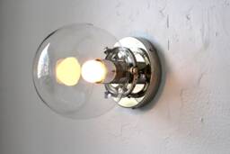 Wall Sconce Lamp, Polished Nickel Flush Mount Lighting Fixture, Clear 6