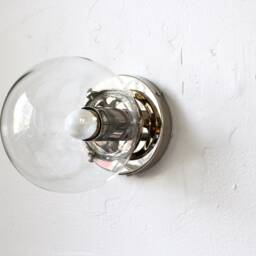 Wall Sconce Lamp, Polished Nickel Flush Mount Lighting Fixture, Clear 6 - thumbnail 2