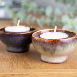 Handmade Ceramic Tea Light Candle Holder Available in 11 Glazes - Stylish Housewarming Gift, Nature-Inspired Hand Crafted Tealight - thumbnail 2