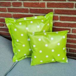 Outdoor Cushion Made Of Oilcloth in Green With White Dots - Garden Cushions - thumbnail 1