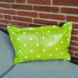 Outdoor Cushion Made Of Oilcloth in Green With White Dots - Garden Cushions - thumbnail 3