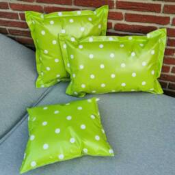 Outdoor Cushion Made Of Oilcloth in Green With White Dots - Garden Cushions - thumbnail 2