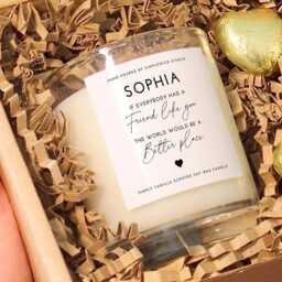Personalised Friendship Quote Candle Gift Set Handmade Vanilla Soy Wax & Chocolates - thumbnail 2