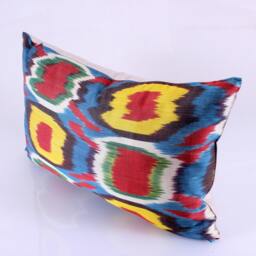 Ikat Silk Velvet Pillow 16x24 - Handmade Boho Cushion Cover Turkish Home Decor Accent - thumbnail 3