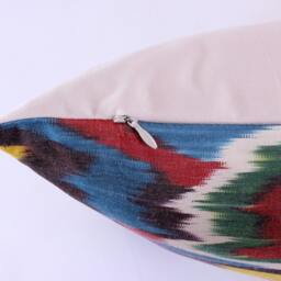 Ikat Silk Velvet Pillow 16x24 - Handmade Boho Cushion Cover Turkish Home Decor Accent - thumbnail 2
