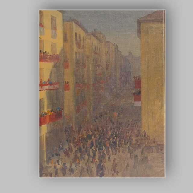 European Street Festival Celebration Impressionist City Scene Canvas Wall Art Print Decor Picture Ready To Hang - image 1