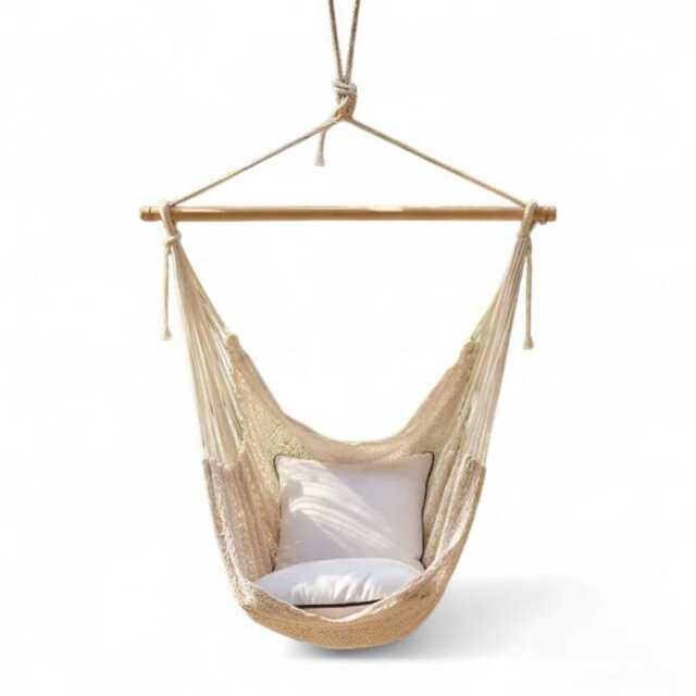 Natural Sitting Hammock Made With Thick Cotton/Nylon Thread Customs Taxes Included - image 1