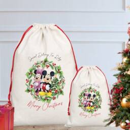Personalised Mickey & Minnie Christmas Sack/stocking, Santa Sack, Eve, Eve Box, First Gift, Gift - thumbnail 2