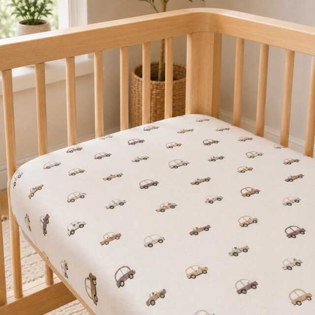 Nestig Mini Crib Fitted Sheet, Compatible With Cloud Snow Wave, Pure Cotton Baby Handmade in UK - image 1